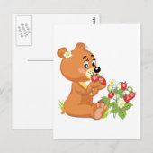 schattige beer die aardbeien eet briefkaart (Voorkant / Achterkant)