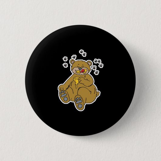 schattige beer die honing eet ronde button 5,7 cm (Voorkant)