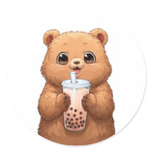 Schattige Beer Drinkt Boba Thee | Kawaii Bubble Te