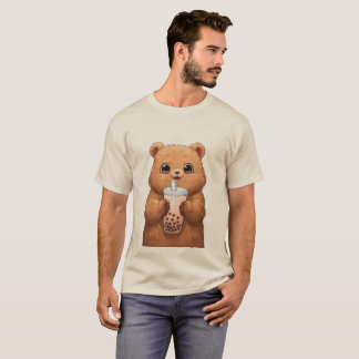 Schattige Beer Drinkt Boba Thee | Kawaii Bubble Te T-shirt