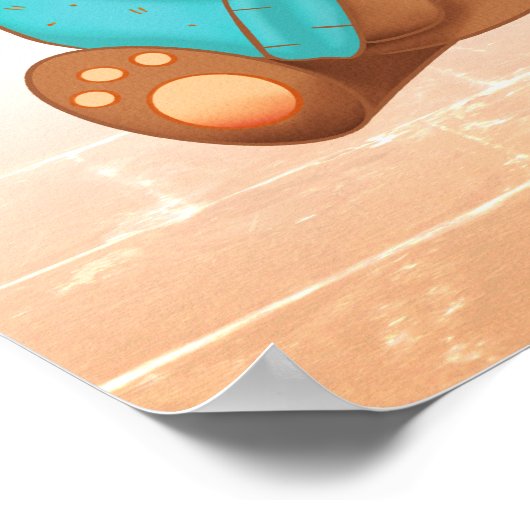 Schattige Beer Eet Honing, Naam Kind & Bericht Poster (Hoek)