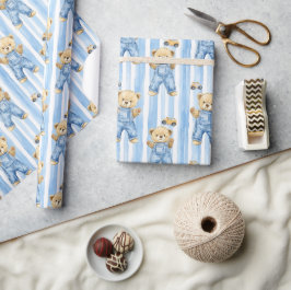 Schattige Beer en baby boy Wrapping Paper Cadeaupapier