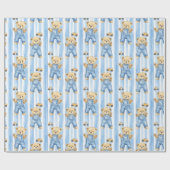 Schattige Beer en baby boy Wrapping Paper Cadeaupapier (Vlak)