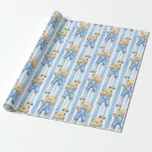 Schattige Beer en baby boy Wrapping Paper Cadeaupapier (Uitgerold)
