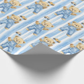 Schattige Beer en baby boy Wrapping Paper Cadeaupapier (Hoek)