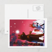 Schattige Beer en Fox skiën onder de sterrenhemel  Briefkaart (Voorkant / Achterkant)