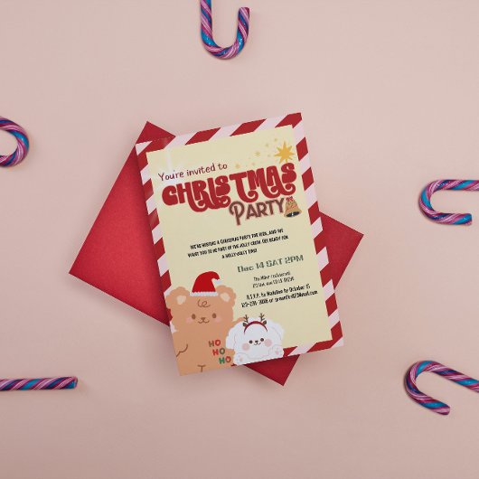 Schattige beer en hond kinder feestuitnodiging kaart