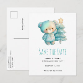 Schattige Beer en kerstboom Aankondigingskaart