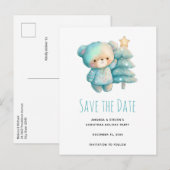 Schattige Beer en kerstboom Aankondigingskaart (Voorkant / Achterkant)