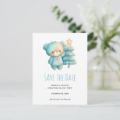 Schattige Beer en kerstboom Aankondigingskaart (Staand voorkant)