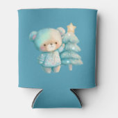Schattige Beer en kerstboom Blauwgroen vakantie Blikjeskoeler (Voorkant)