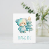 Schattige Beer en kerstboom Dank u Briefkaart (Staand voorkant)
