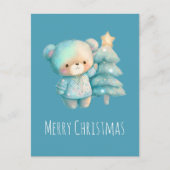 Schattige Beer en kerstboom Feestdagenkaart (Voorkant)