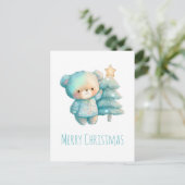Schattige Beer en kerstboom Feestdagenkaart (Staand voorkant)