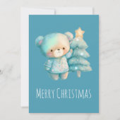 Schattige Beer en kerstboom Feestdagenkaart (Voorkant)