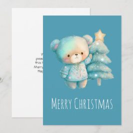 Schattige Beer en kerstboom Feestdagenkaart