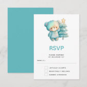 Schattige Beer en kerstboom RSVP Kaartje (Voorkant / Achterkant)