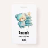 Schattige Beer en kerstboom vakantie Badge (Achterkant)