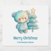 Schattige Beer en kerstboom vakantie Bier Etiket (Enkel label)