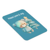 Schattige Beer en kerstboom vakantie Blauwgroen Magneet (Rechterzijde)