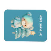 Schattige Beer en kerstboom vakantie Blauwgroen Magneet (Horizontaal)