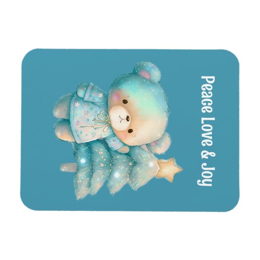 Schattige Beer en kerstboom vakantie Blauwgroen Magneet (Horizontaal)