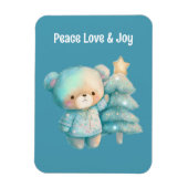 Schattige Beer en kerstboom vakantie Blauwgroen Magneet (Verticaal)