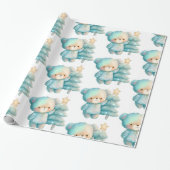 Schattige Beer en kerstboom vakantie Cadeaupapier (Uitgerold)