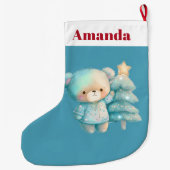 Schattige Beer en kerstboom vakantie Grote Kerstsok (Achterkant)