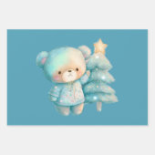 Schattige Beer en kerstboom vakantie Inpakpapier Vel (Voorkant)