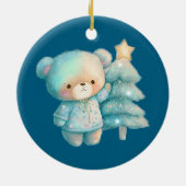Schattige Beer en kerstboom vakantie Keramisch Ornament (Achterkant)