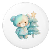 Schattige Beer en kerstboom vakantie Keramische Knop (Voorkant)