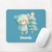 Schattige Beer en kerstboom vakantie Muismat (Met muis)