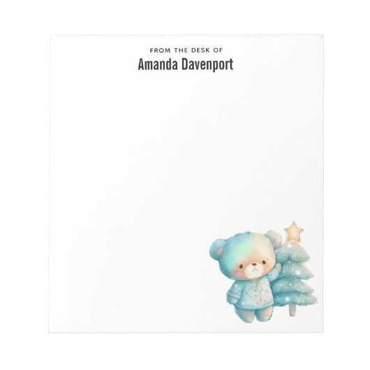 Schattige Beer en kerstboom vakantie Notitieblok (Voorkant)