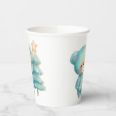 Schattige Beer en kerstboom vakantie Papieren Bekers (Links)