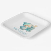 Schattige Beer en kerstboom vakantie Papieren Bordje (Gebogen)