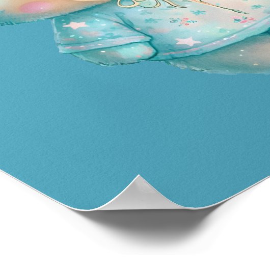 Schattige Beer en kerstboom vakantie Poster (Hoek)