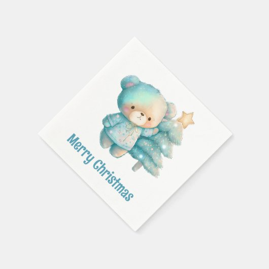 Schattige Beer en kerstboom vakantie Servet (Hoek)