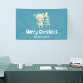 Schattige Beer en kerstboom vakantie Spandoek (Beurs)