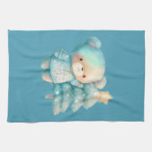 Schattige Beer en kerstboom vakantie Theedoek (Horizontaal)