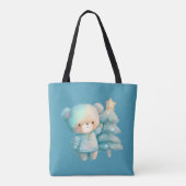 Schattige Beer en kerstboom vakantie Tote Bag (Achterkant)
