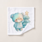 Schattige Beer en kerstboom vakantiepatroon Bad Handdoek (Wasdoekje)