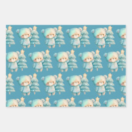 Schattige Beer en kerstboom vakantiepatroon Inpakpapier Vel