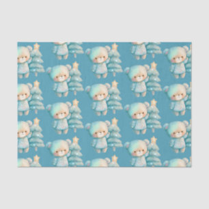 Schattige Beer en kerstboom vakantiepatroon Tissuepapier