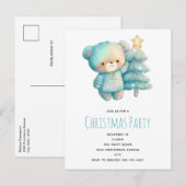 Schattige Beer en Kerstboom Verjaardag Uitnodiging Briefkaart (Voorkant / Achterkant)
