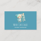 Schattige Beer en kerstboom Visitekaartje (Voorkant)