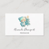 Schattige Beer en kerstboom Visitekaartje (Voorkant)