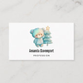 Schattige Beer en kerstboom Visitekaartje (Voorkant)