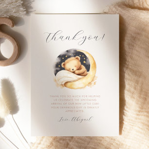 Schattige Beer en Maan Baby shower Dankjewel Kaart