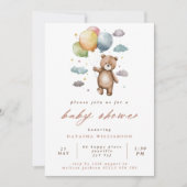 Schattige Beer en Pastel Balloons Baby shower Kaart (Voorkant)